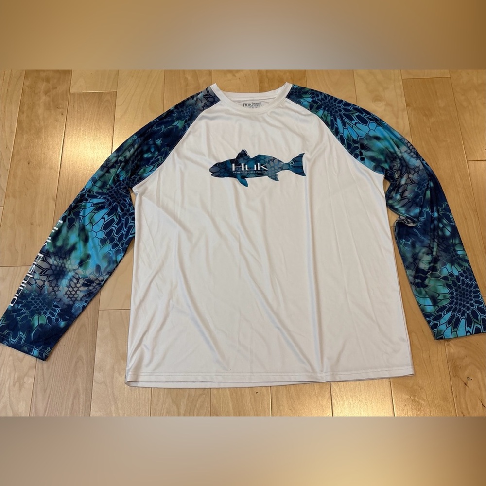 Huk Performance Fishing Shirt Long Sleeve Blue Marlin Quick Dry UV Men’s XL